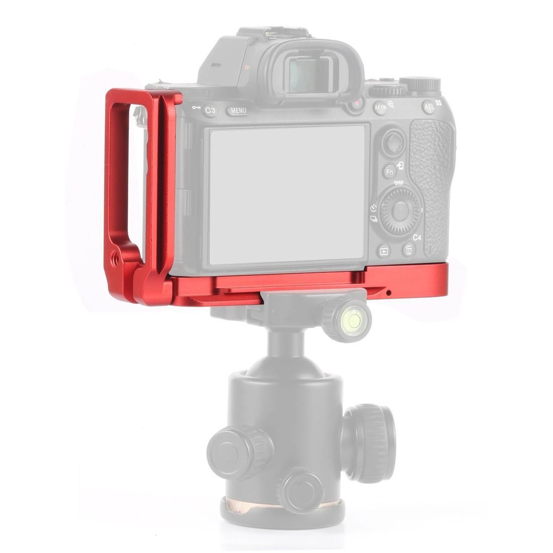 PULUZ 1/4 inch Vertical Shoot Quick Release L Plate Bracket Base Holder for Sony A9  / A7 III/ A7R III (Red)