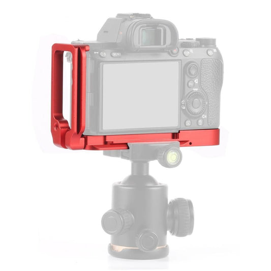 PULUZ 1/4 inch Vertical Shoot Quick Release L Plate Bracket Base Holder for Sony A9  / A7 III/ A7R III (Red)
