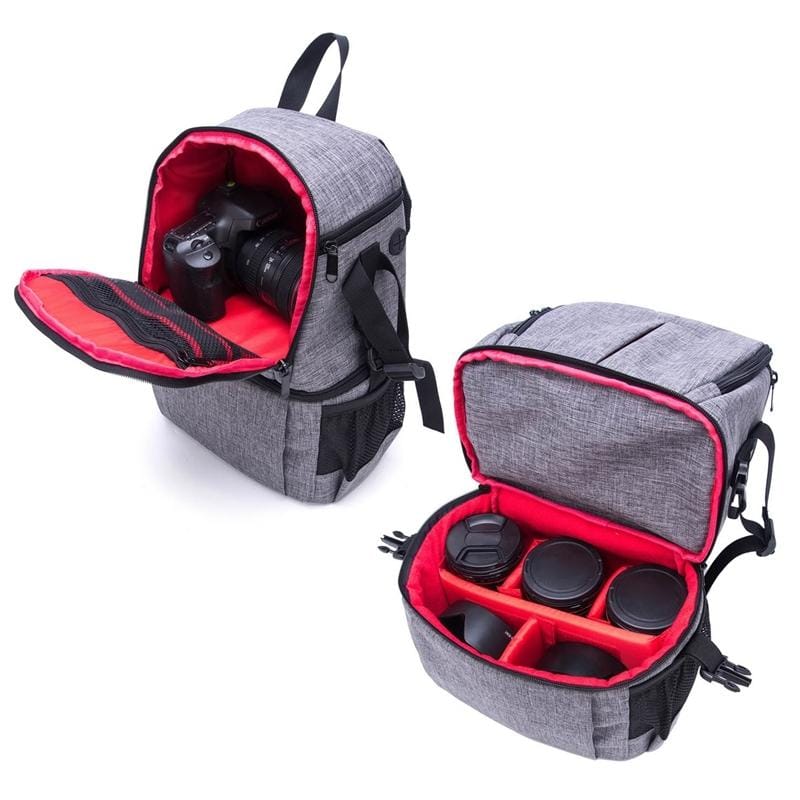 Multi-functional Waterproof Nylon Shoulder Backpack Padded Shockproof Camera Case Bag for Nikon Canon DSLR Cameras (Purple)