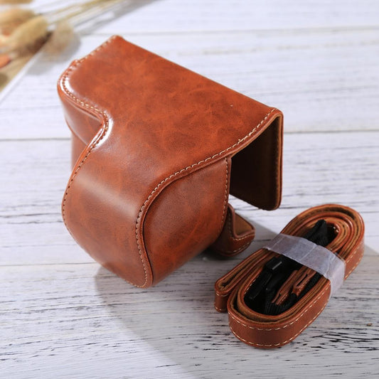 Full Body Camera PU Leather Case Bag with Strap for Sony A6000 / A6300 / Nex 6 (Brown)