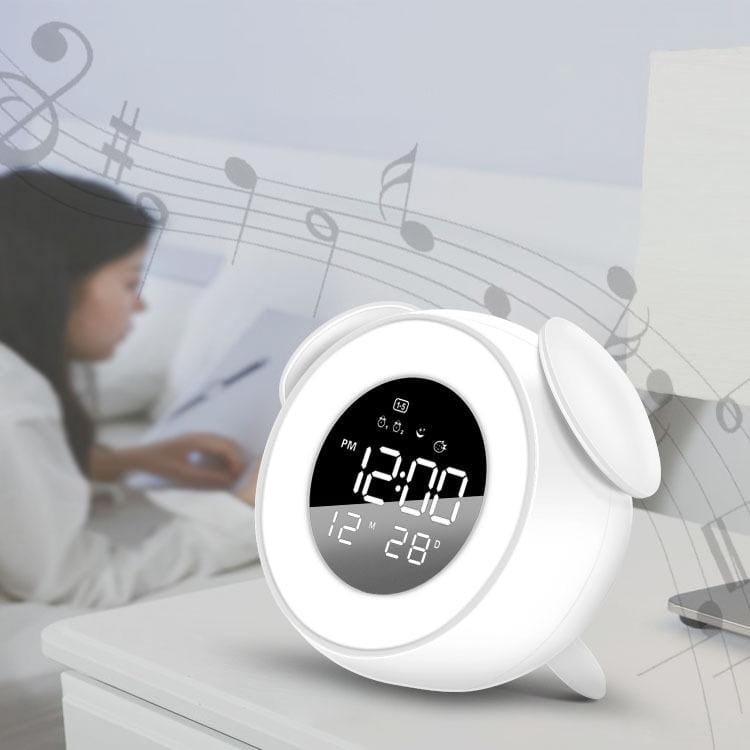 Cartoon Animal Shape Bedside Lamp Music LED Alarm Clock (White)
