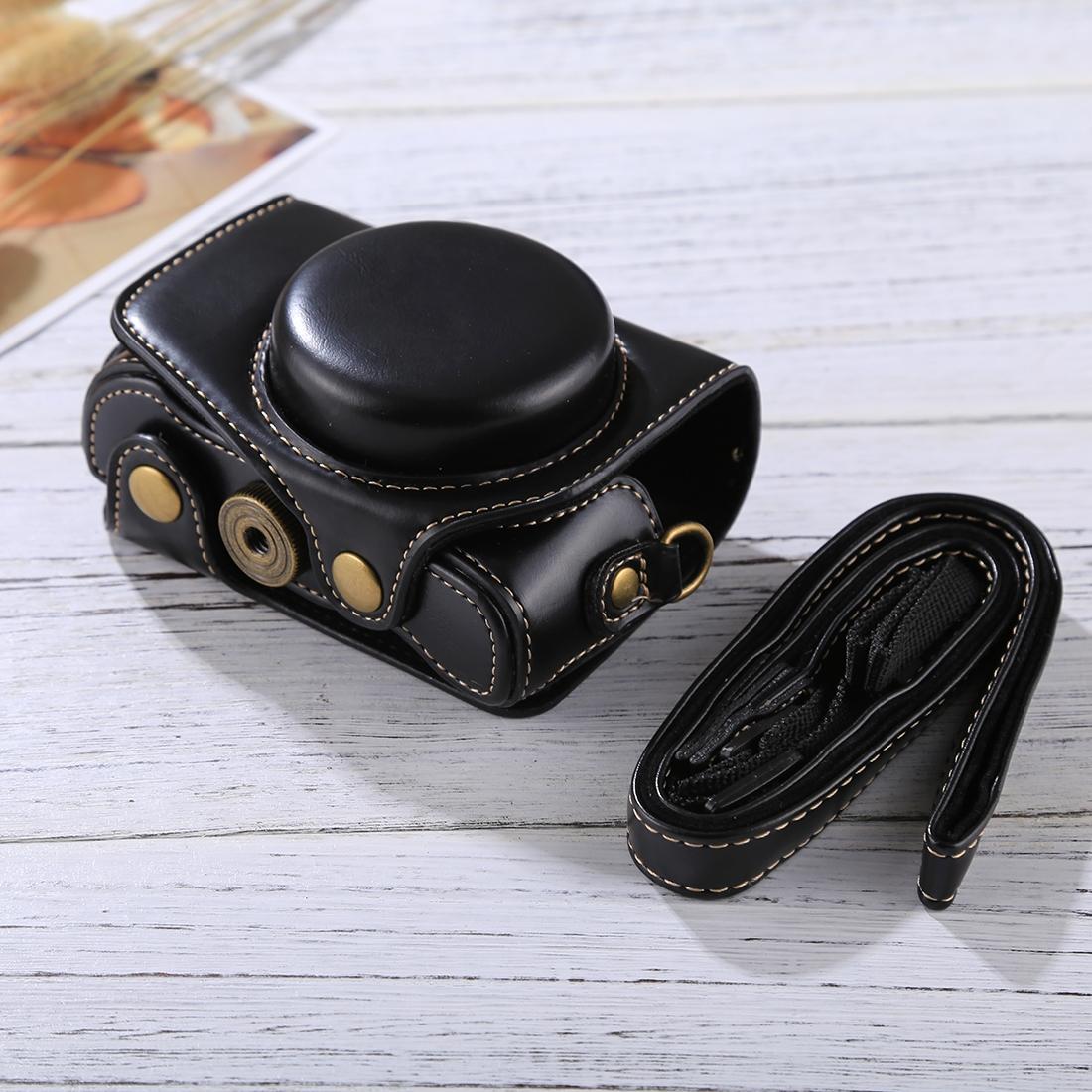 Full Body Camera PU Leather Camera Case Bag with Strap for Canon PowerShot G7 X Mark II (Brown)
