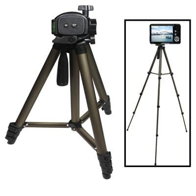 Portable Tripod Stand for Digital Cameras, 4-Section Aluminum Legs with Brace