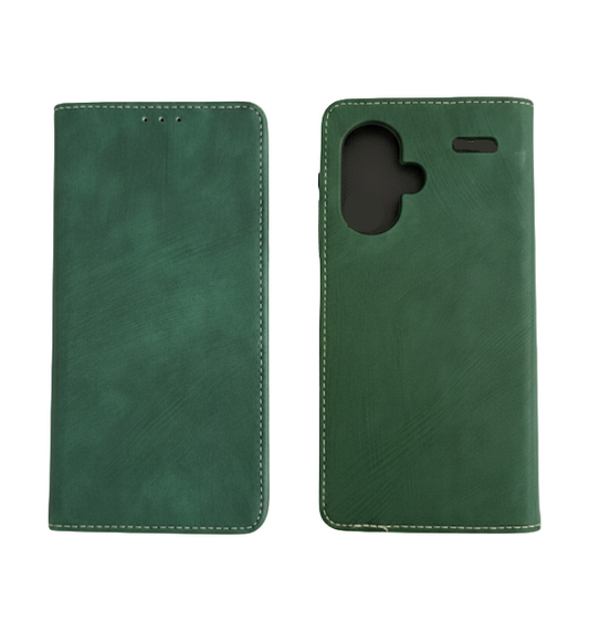 For Xiaomi Redmi Note 13 Pro+ 5G Cell Phone Cases Vintage PU Leather Flip Stand Cover - Green (Copy)