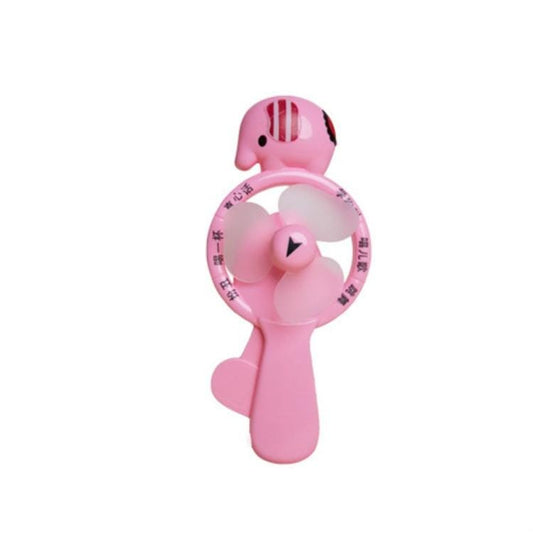 Cartoon Mini Hand Pressure Fan Elephant Portable Fan Game Student Handheld Fan ( Pink)