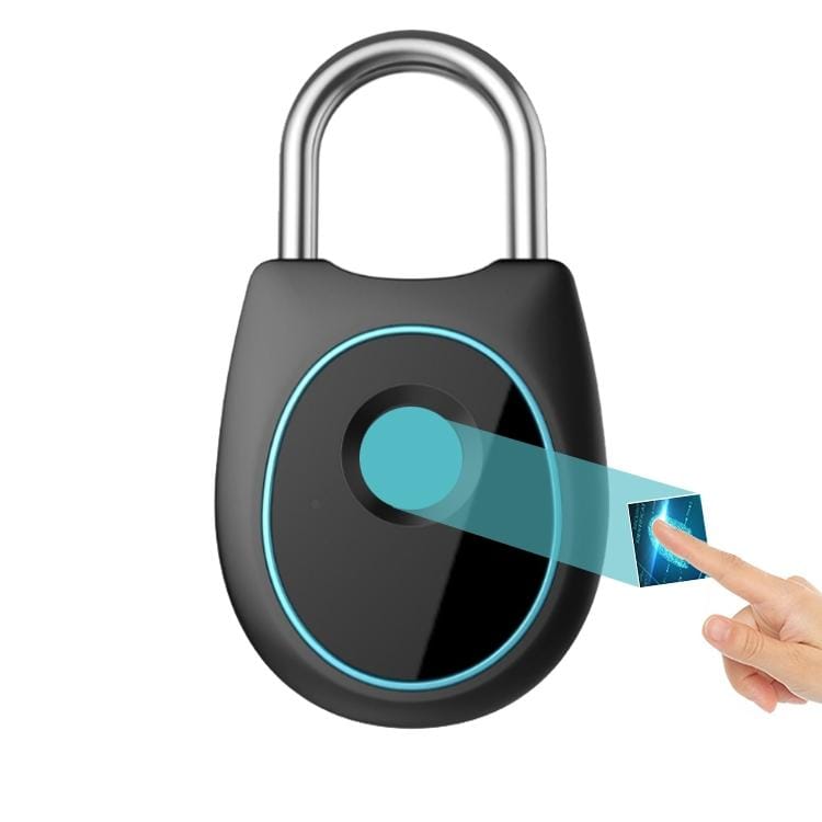 Portable Smart Fingerprint Lock Electric Biometric Door Lock USB Rechargeable IP65 Waterproof Home Door Luggage Case Lock Bluetooth Electronic Lock (Black)