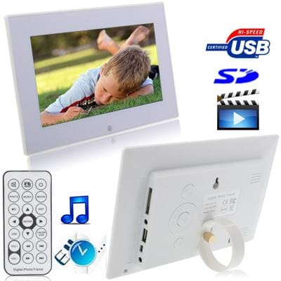 7012W White, 7 inch Digital Picture Frame with Holder & Remote Control Support SD / MMC / MS Card and USB (White)