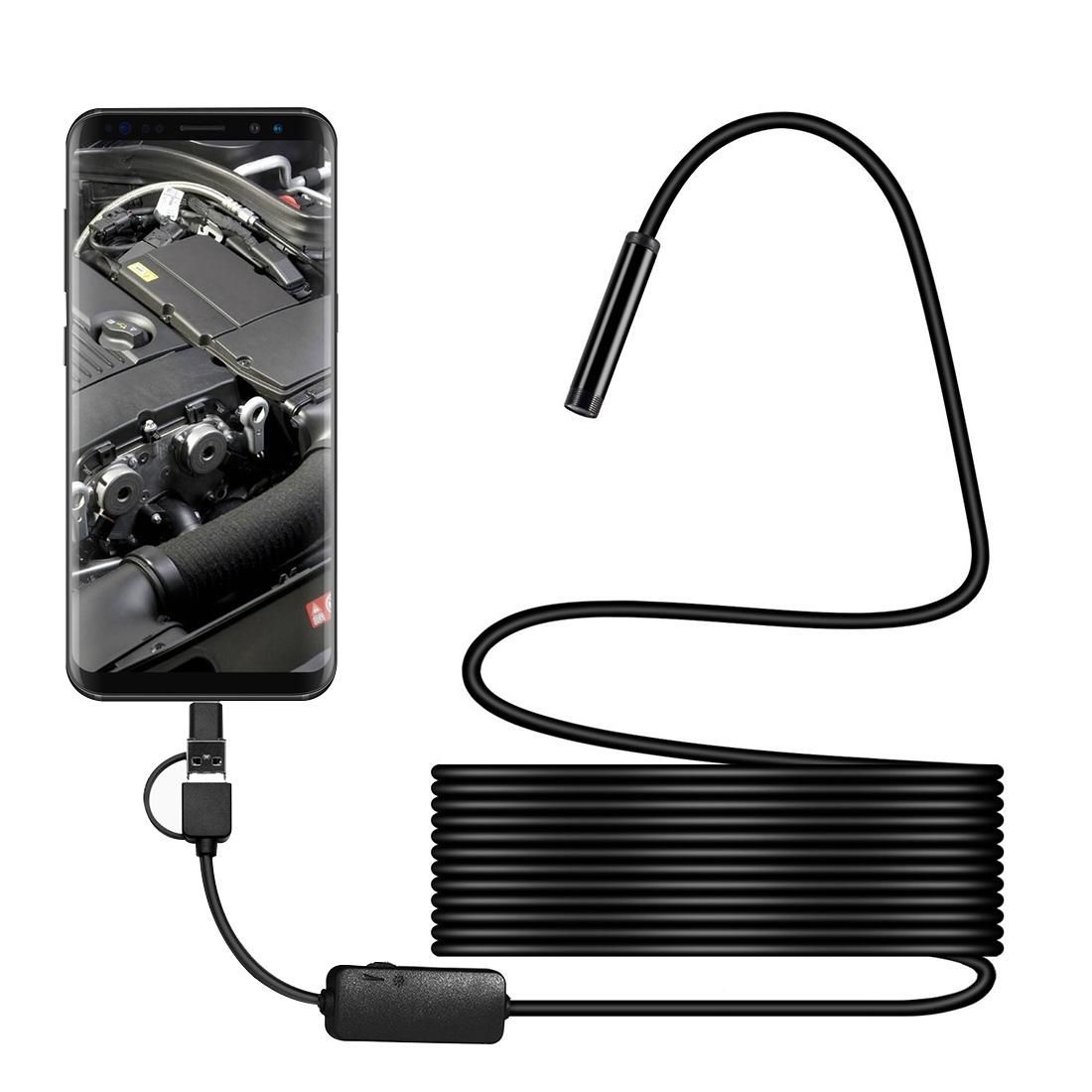 Y101 8mm Spiral Head 3 In 1 Waterproof Digital Endoscope Inspection Camera, Length: 2m Hard Cable (Black)