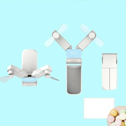 RL-FN01 Mini Handheld Portable Folding Double Head USB Pocket Small Fan (White)