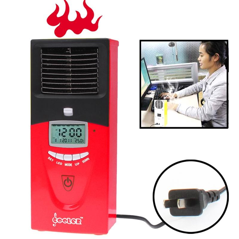 Portable LCD Display Screen Warm Air Condition with Time / Calendar / Temperature and EU Plug (Orange)