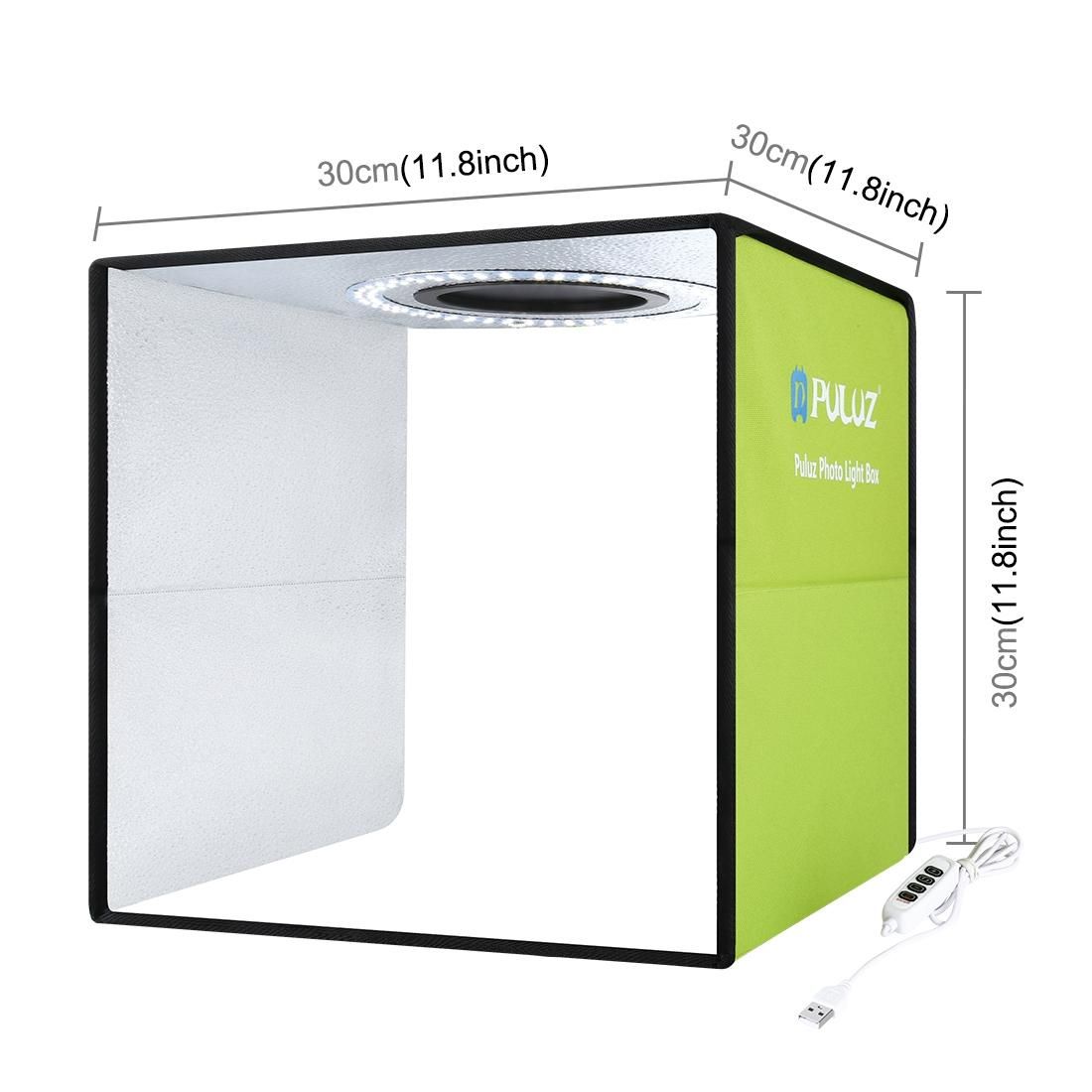 PULUZ 30cm Folding Portable Ring Light Photo Lighting Studio Shooting Tent Box Kit with 6 Colors Backdrops , Unfold Size: 30cm x 30cm x 30cm (Black)