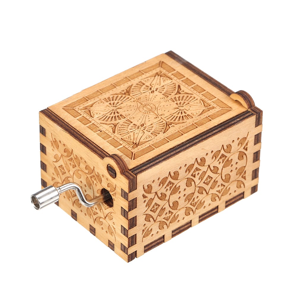 Wood Music Box Mini Vintage Engraved Hand-Operated Musical - IT CALLA ME