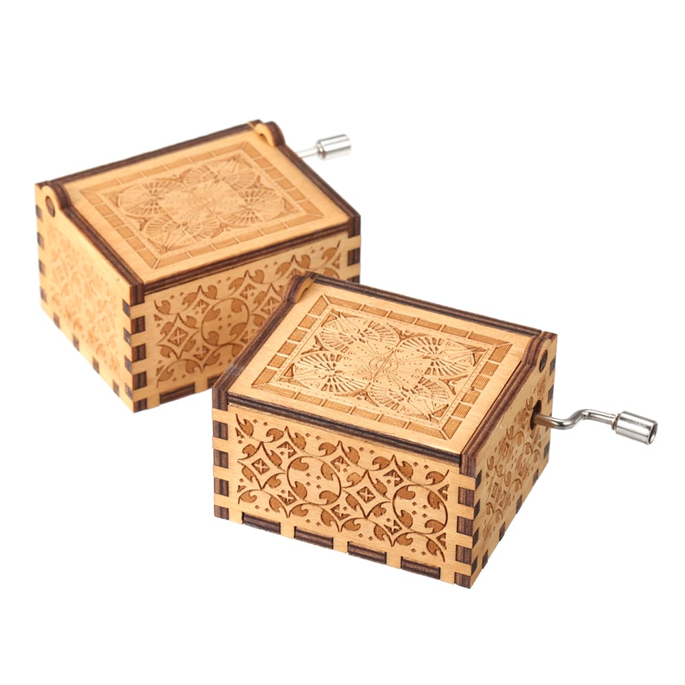 Wood Music Box Mini Vintage Engraved Hand-Operated Musical - IT CALLA ME