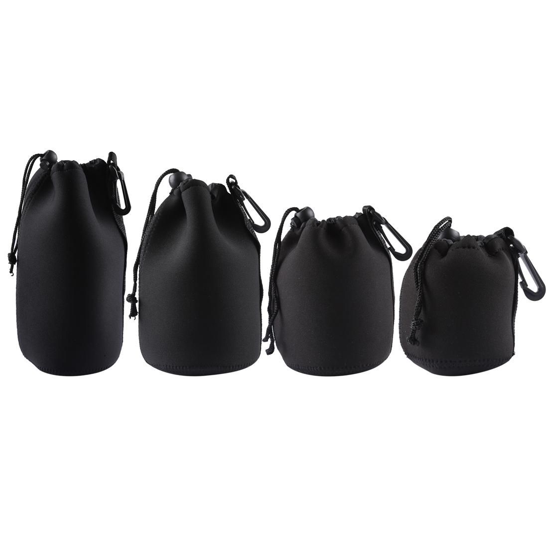 4 PCS Neoprene SLR Camera Lens Carrying Bag Pouch Bag with Carabiner, Size: 10x22cm, 10x14cm, 10x18cm, 8x10cm