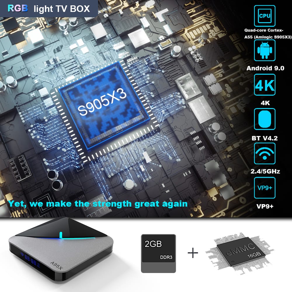 A95X F3 AIR Smart TV Box Android 9.0 8K Decoding UHD 4K - UK-16G