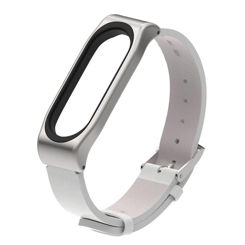 Mijobs PU Leather Strap for Xiaomi Mi Band 3 & 4 & 5 Wrist Straps Screwless Magnetic Bracelet Mi Band3 Smart Band Replace Accessories, Host not Included (Style2)