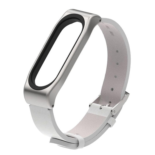 Mijobs PU Leather Strap for Xiaomi Mi Band 3 & 4 & 5 Wrist Straps Screwless Magnetic Bracelet Mi Band3 Smart Band Replace Accessories, Host not Included (Style2)