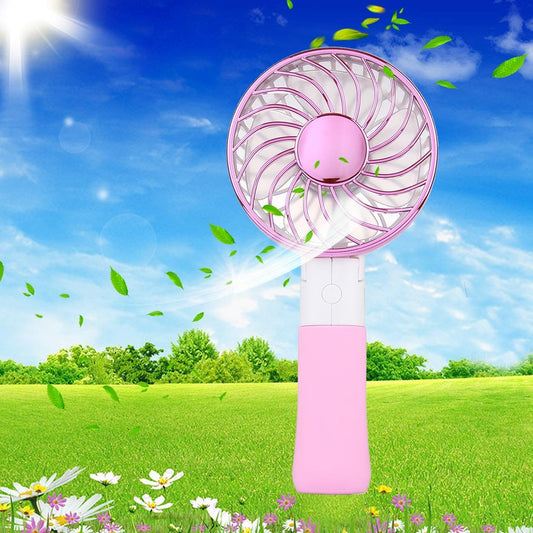 SEMA Foldable Handheld Rechargeable Mini Battery Fan with 3 Speed Control & Lanyard (Pink)
