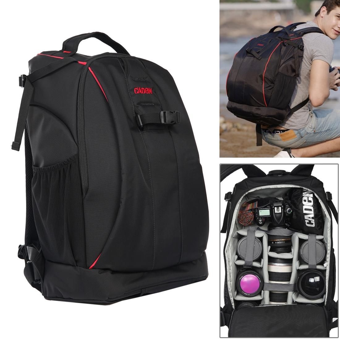CADEN K7 Large Capacity Tscope Sling Shoulder Cross Digital Camera Bags Case Travel Backpack for Canon Nikon Sony, Size: 47*32*20cm (Black)