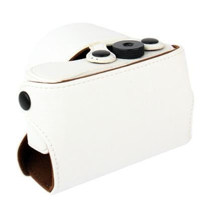 Digital Leather Camera Case Bag with Strap for Sony NEX-3N (White)
