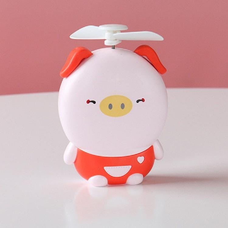 Portable USB Mini Fan Multi-function Cartoon Lighting Fan (Pink Pig)