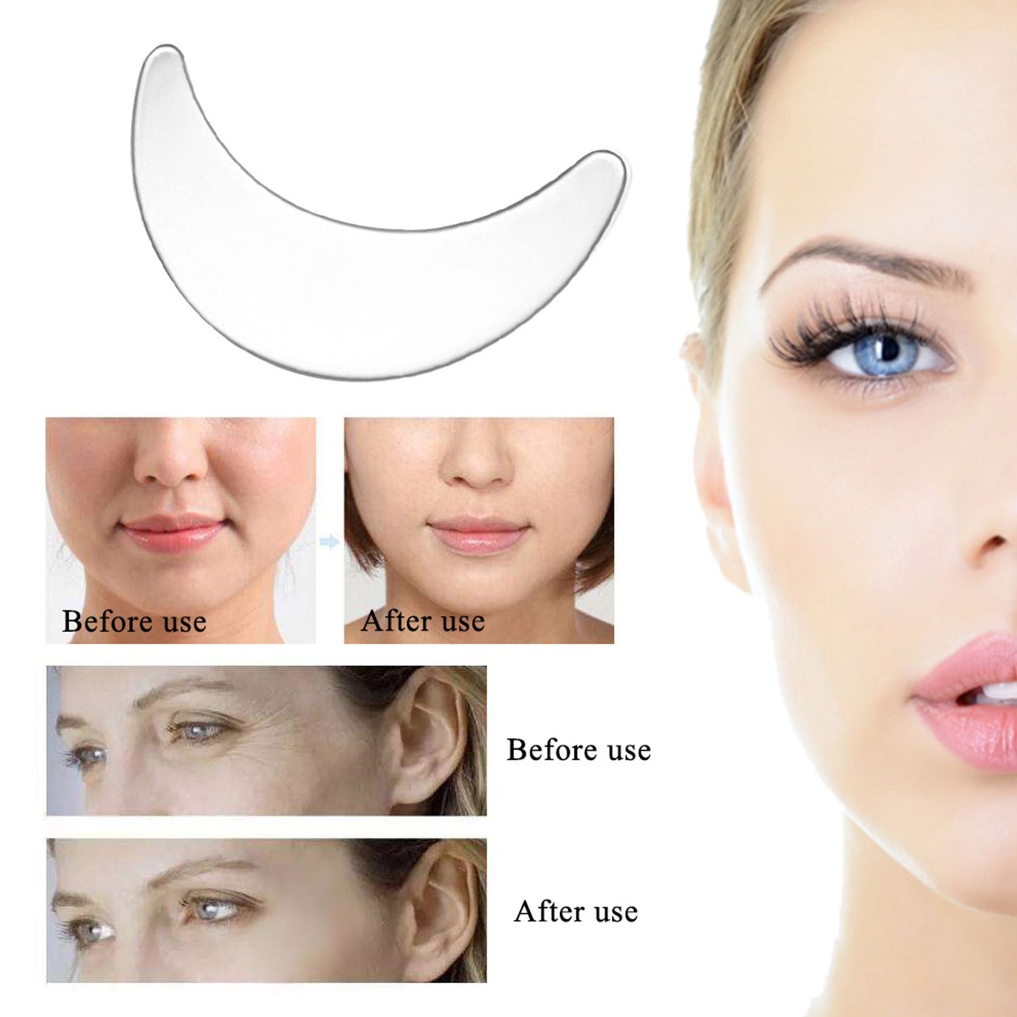 Reusable Silicone Anti-aging Pad Set Wrinkle Patches for - with Packaging