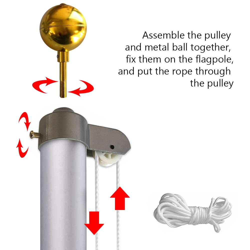 DIY Manual Flagpole Fitting Portable Simple Hardware Flag