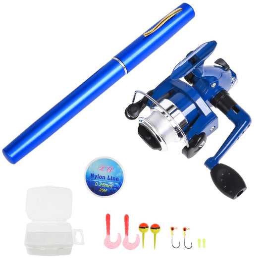 Pen Fishing Rod and Reel Combo Set Mini Telescopic Pocket - 1.0m