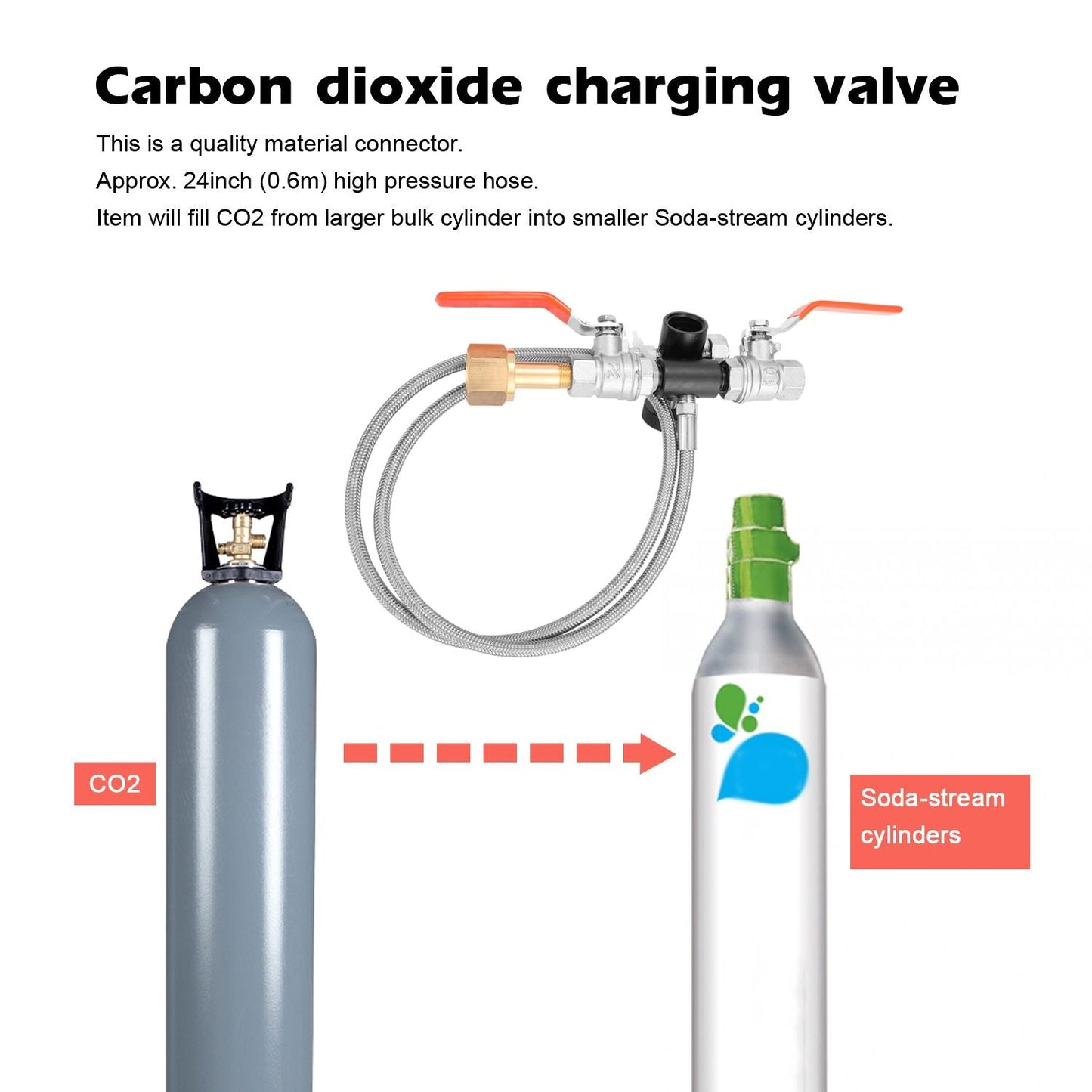 Dual Valve CO2 Fill Station Adapter With Gauge 36Inch - 1