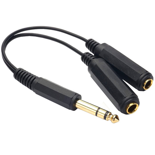 Uniqkart 0.2m 1-to-2 6.35mm Male to Female 6.35mm Stereo Audio Jack Y Splitter Adapter Cable