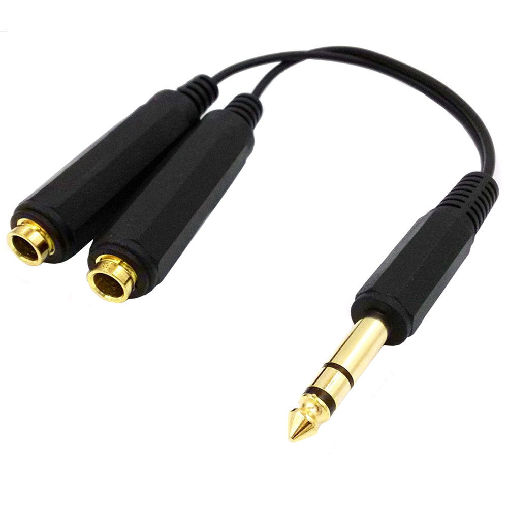 Uniqkart 0.2m 1-to-2 6.35mm Male to Female 6.35mm Stereo Audio Jack Y Splitter Adapter Cable