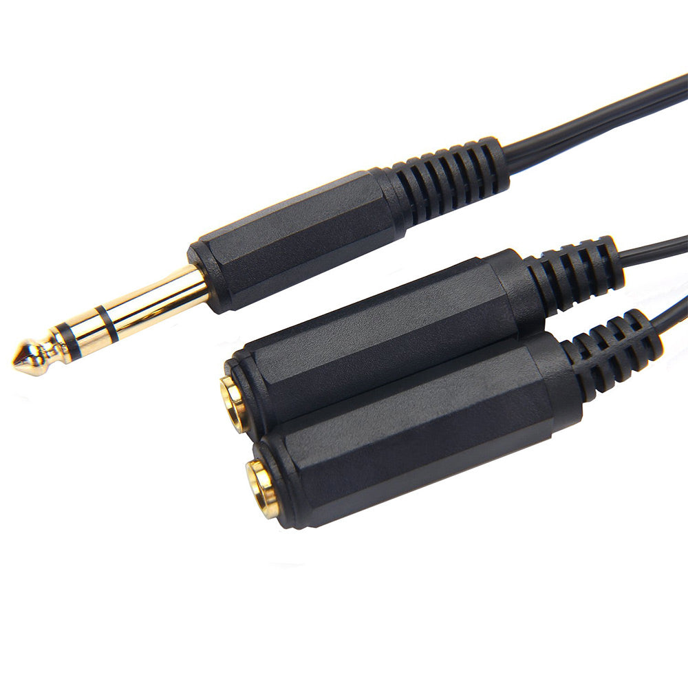 Uniqkart 0.2m 1-to-2 6.35mm Male to Female 6.35mm Stereo Audio Jack Y Splitter Adapter Cable
