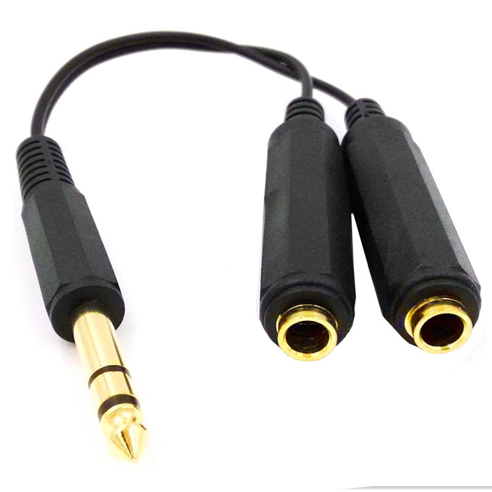 Uniqkart 0.2m 1-to-2 6.35mm Male to Female 6.35mm Stereo Audio Jack Y Splitter Adapter Cable