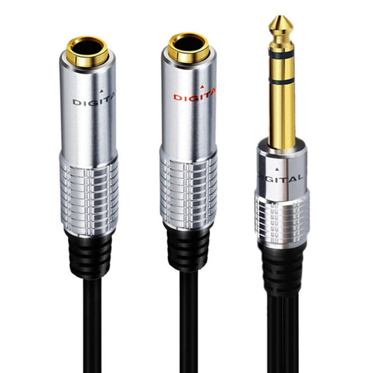 Uniqkart 0.2m 1 / 4 Inch 6.35mm 1-to-2 Male to Female Stereo Audio Jack Y Splitter Adapter Cable