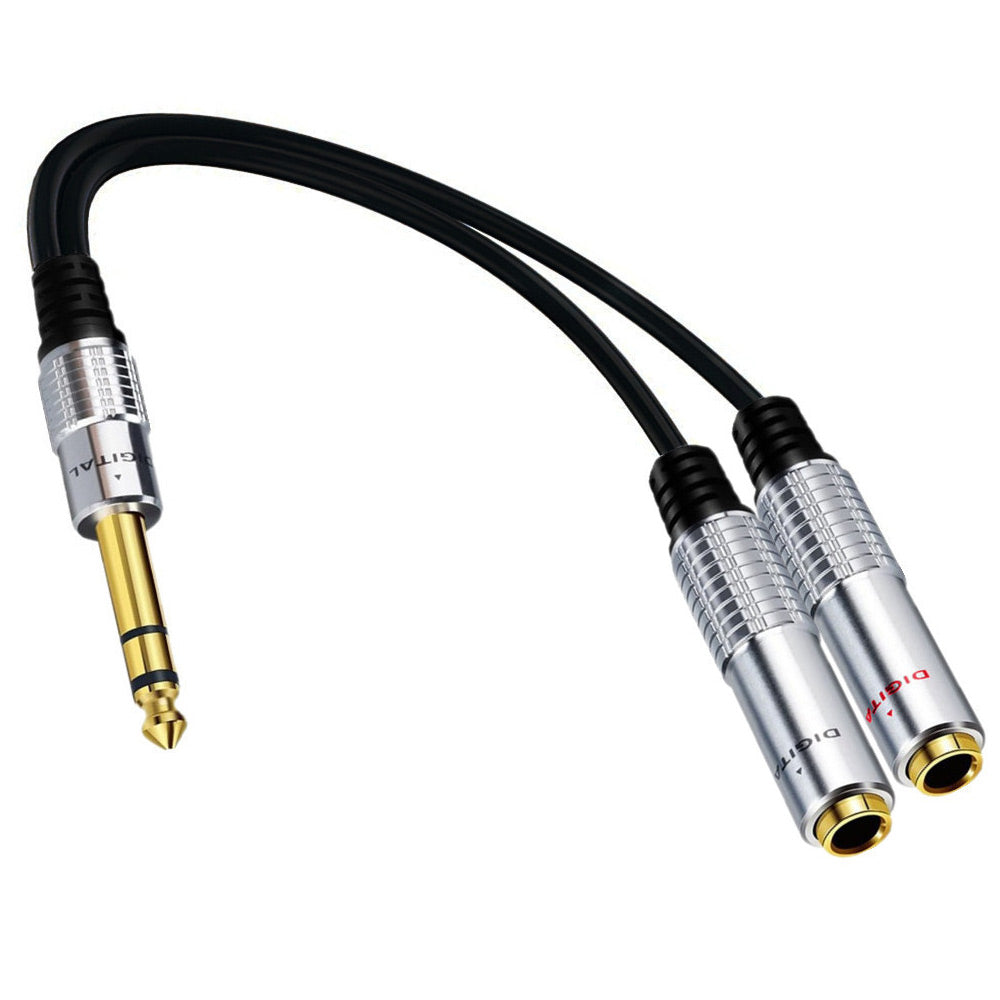 Uniqkart 0.2m 1 / 4 Inch 6.35mm 1-to-2 Male to Female Stereo Audio Jack Y Splitter Adapter Cable