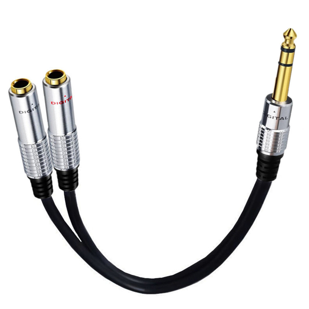 Uniqkart 0.2m 1 / 4 Inch 6.35mm 1-to-2 Male to Female Stereo Audio Jack Y Splitter Adapter Cable