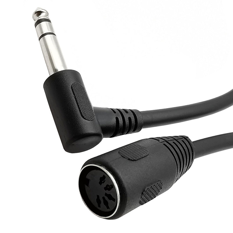 Uniqkart 0.2m 6.35mm Male to 5 Pin Female MIDI Cable 90-Degree PVC Audio Adapter Cord