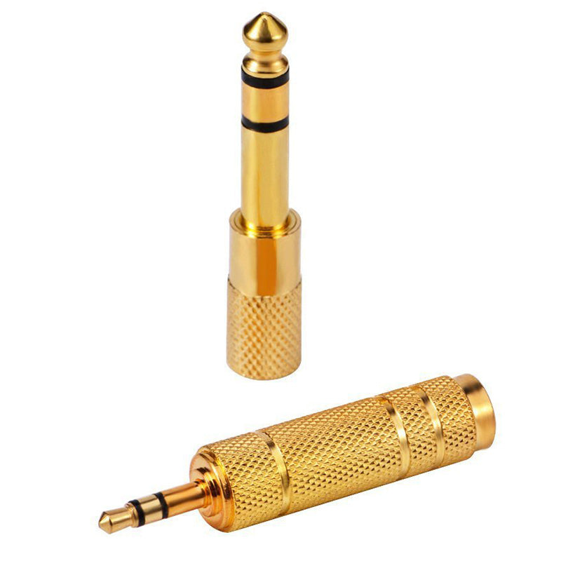 Uniqkart 2Pcs Audio Adapter 6.35mm Male to 3.5mm Female + 3.5mm Male to 6.35mm Female Jack Converter