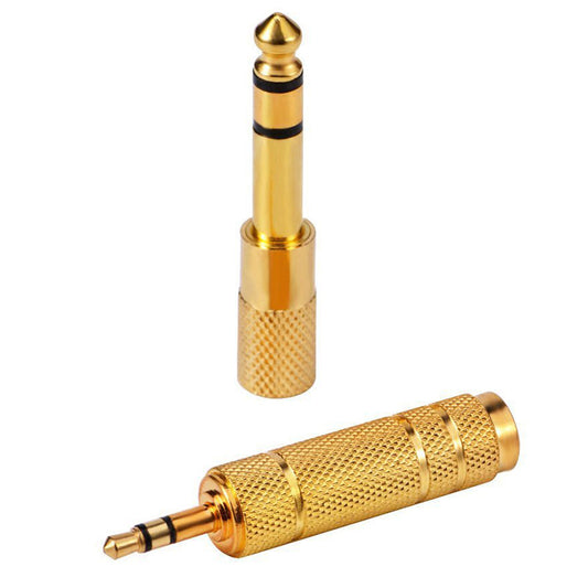 Uniqkart 2Pcs Audio Adapter 6.35mm Male to 3.5mm Female + 3.5mm Male to 6.35mm Female Jack Converter