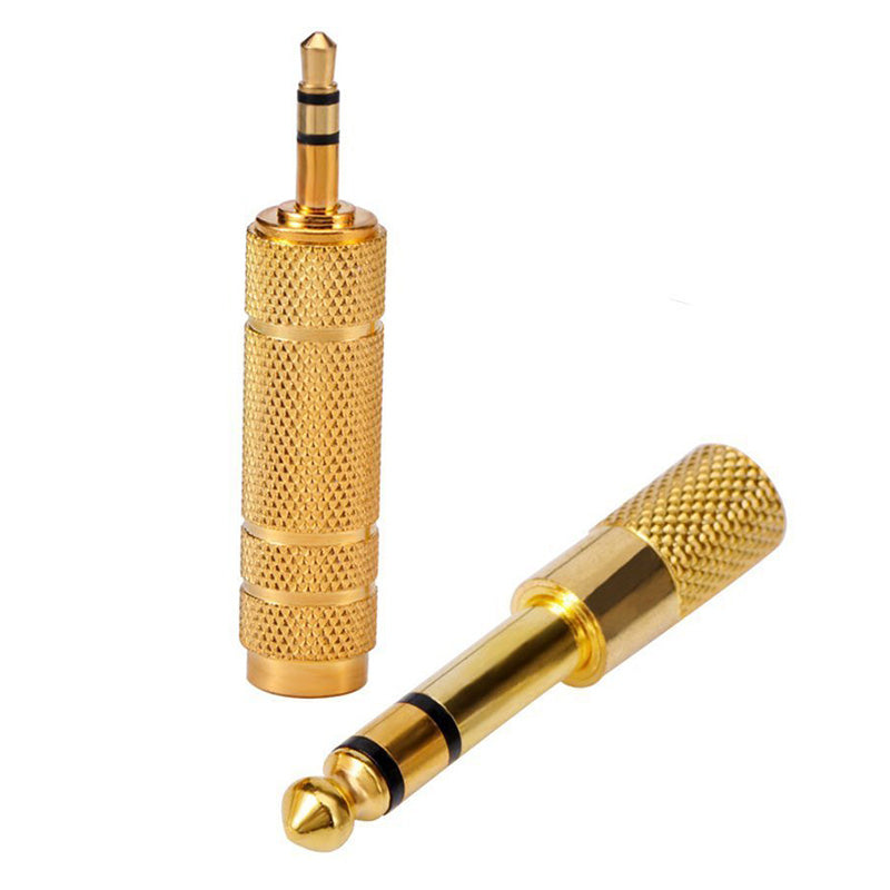 Uniqkart 2Pcs Audio Adapter 6.35mm Male to 3.5mm Female + 3.5mm Male to 6.35mm Female Jack Converter