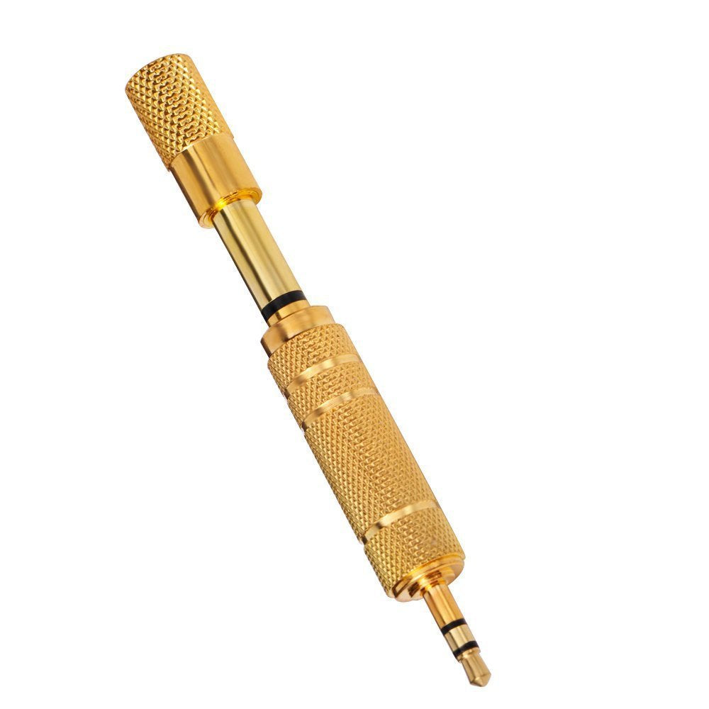 Uniqkart 2Pcs Audio Adapter 6.35mm Male to 3.5mm Female + 3.5mm Male to 6.35mm Female Jack Converter