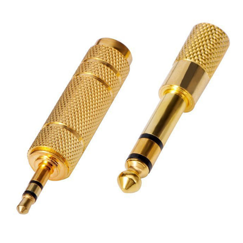 Uniqkart 2Pcs Audio Adapter 6.35mm Male to 3.5mm Female + 3.5mm Male to 6.35mm Female Jack Converter