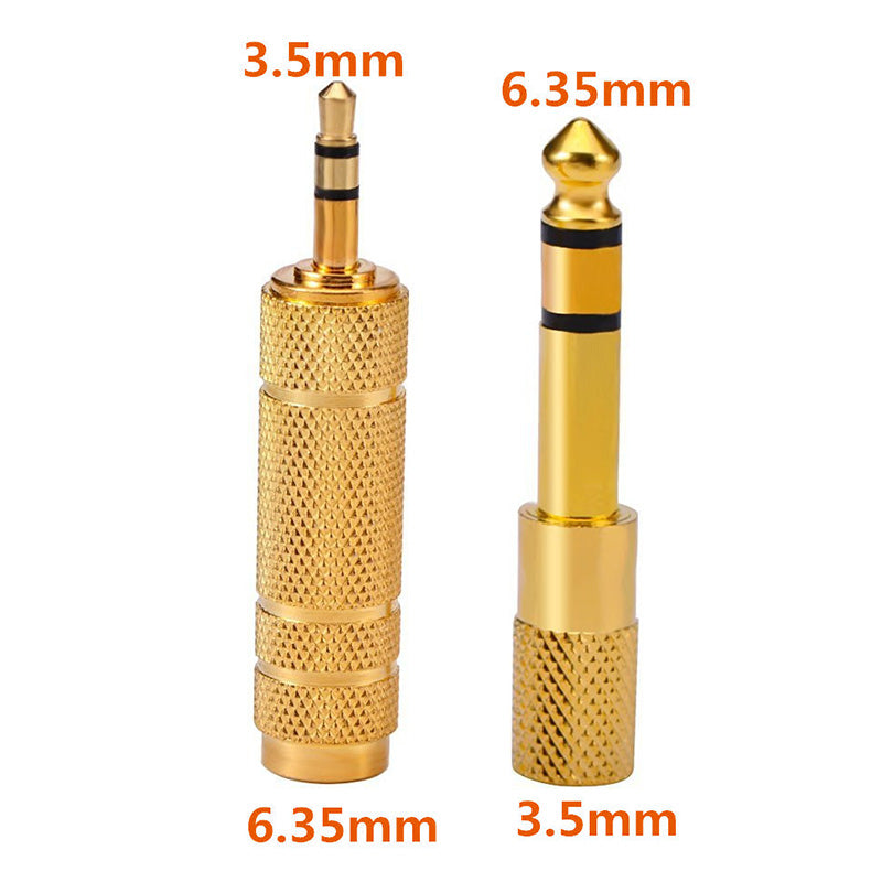 Uniqkart 2Pcs Audio Adapter 6.35mm Male to 3.5mm Female + 3.5mm Male to 6.35mm Female Jack Converter