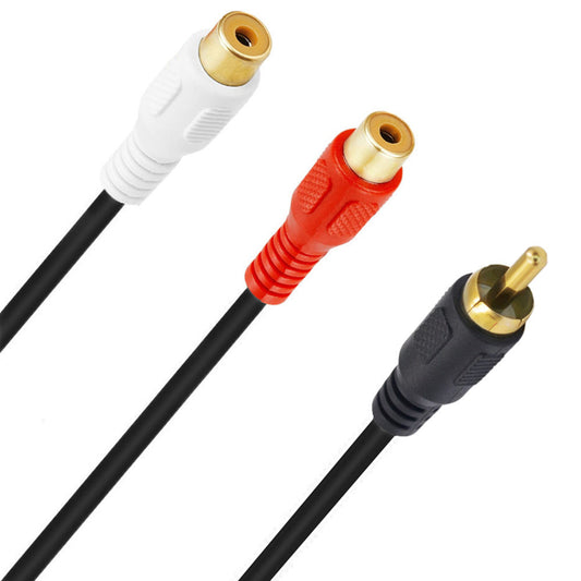 Uniqkart 0.25m RCA Male to Dual RCA Female Y Splitter Cable Stereo Audio Extension Cord