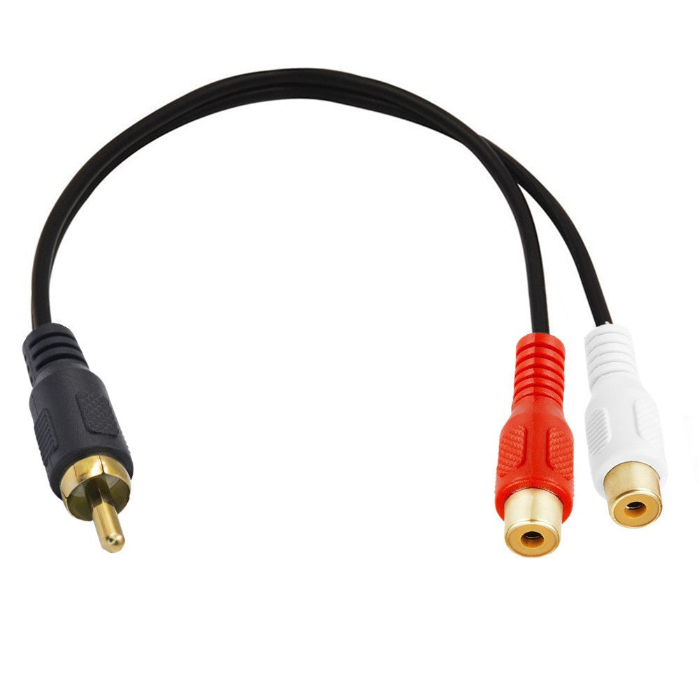 Uniqkart 0.25m RCA Male to Dual RCA Female Y Splitter Cable Stereo Audio Extension Cord