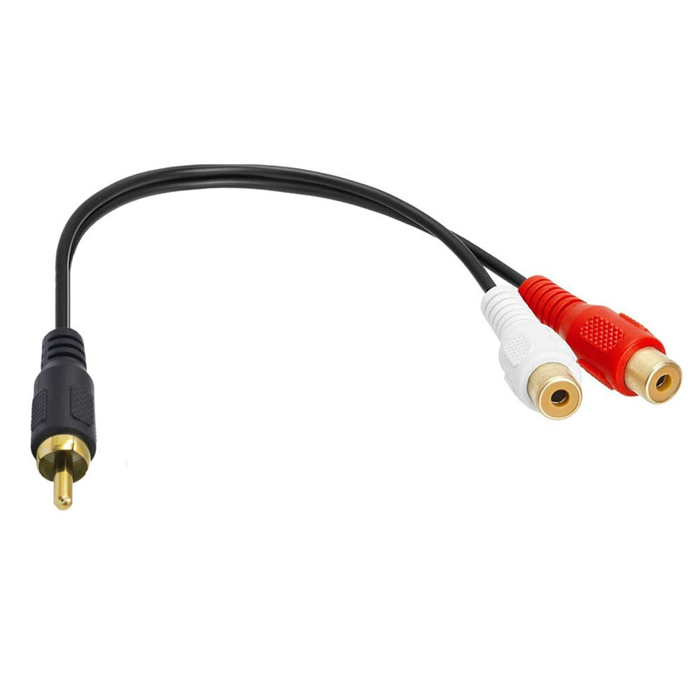 Uniqkart 0.25m RCA Male to Dual RCA Female Y Splitter Cable Stereo Audio Extension Cord