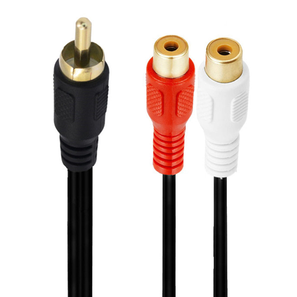 Uniqkart 0.25m RCA Male to Dual RCA Female Y Splitter Cable Stereo Audio Extension Cord