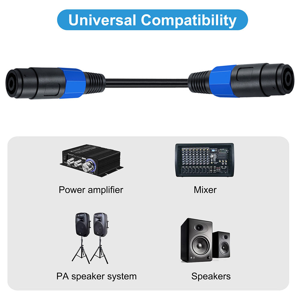 Uniqkart 50cm Speakon Female to Speakon Female Cable Audio Cord for Speakers Subwoofer