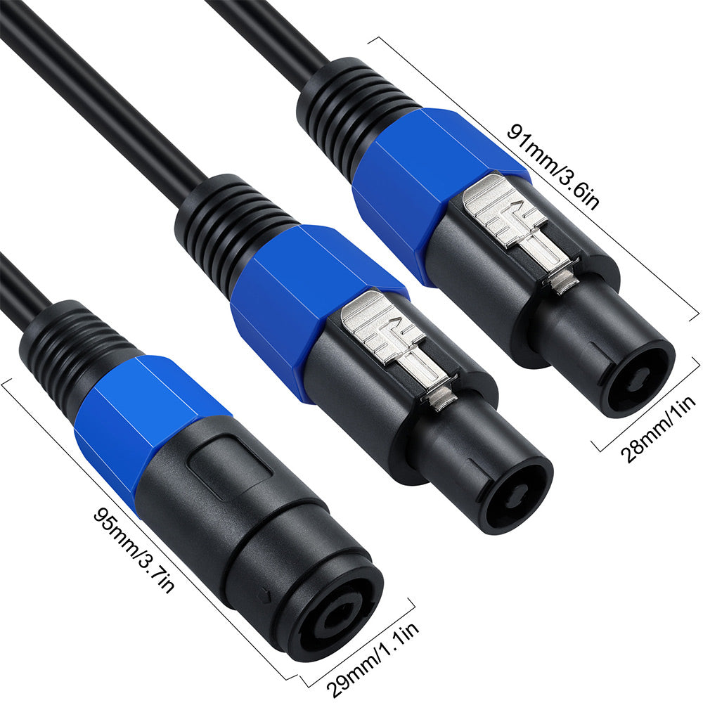 Uniqkart 50cm Speakon Splitter Cable 1 Female to 2 Male Audio Speaker Amplifier Extension Cord