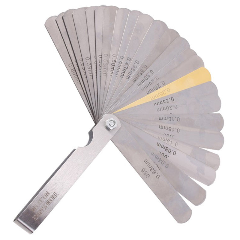 32 Blades Feeler Gauge Stainless Steel Dual Marked Metric and Imperial Gap Measuring Tool for Guitar Bass